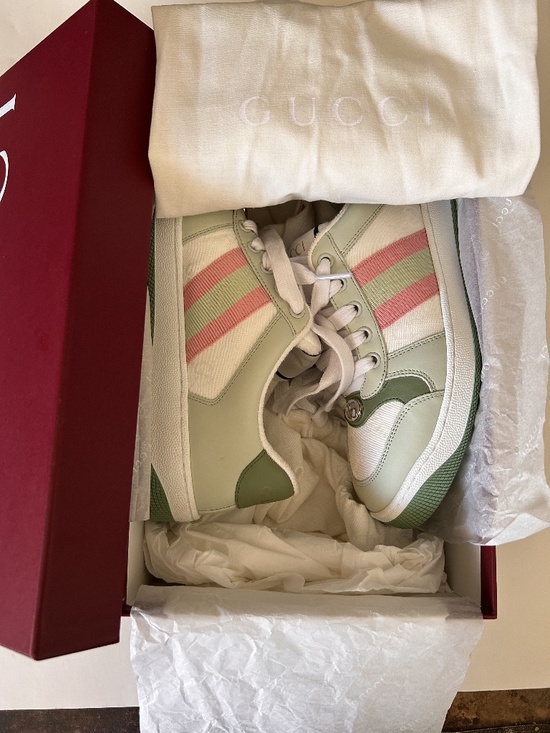 GUCCI Women's Screener WMNS White Original "GG" Canvas Sneaker Size 7.5 NIB - Picture 6 of 12